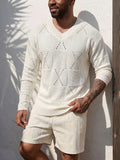 Wiaofellas  -  Daily Casual Knitting T Shirts Mens Stylish Hollow Out Breathable Long Sleeve Shirt Tops Autumn Solid Color Loose Pullover