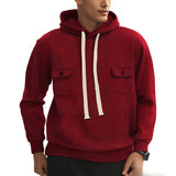WIAOFELLAS  -  Men's American Sports Hooded Sweatshirt With Multiple Pockets Solid Color Fleece Warm Workwear Sweatshirt