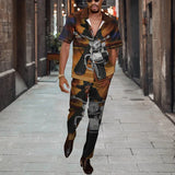 WIAOFELLAS  -  Short Sleeve Shirt Button Tops+Trousers Men 2Pcs Set Suit 3D Chic Harajuku Vintage Printing Summer Hawaii Beach Cardigan Outfits