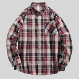 WIAOFELLAS  -  Spring Autumn Long Sleeve Casual Shirts Men American Style Checkered Shirt Mens Loose High Quality Vintage Tops Coat Male Couple