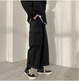 Wiaofellas  -  Men's Workwear Pants Straight Leg Loose Fit Faionable Japanese Sle Wide Leg Pants Hong Kong Sle Versatile Trendy Nine