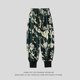 WIAOFELLAS  -  Retro Floral Pattern Harlan Pants Summer Thin Casual Pants for Men Asian Style Large Size Baggy Trousers