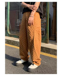 WIAOFELLAS  -  Vintage Jacquard Jeans Men's Street American Straight Wide-leg Jeans Yellow Pantalones Hombre Y2K Fashion Streetwear Loose Pants