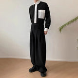 WIAOFELLAS  -  Men's Solid Color Straight Suit Pants American Fashion Trend High Street Loose Casual Breathable Niche Summer New Men's Bottoms