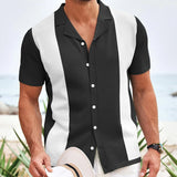 Wiaofellas  -  Summer Men's Luxury Business Patchwork Knitted Polo Shirts Leisure Button-down Streetwear Vintage Short Sleeve Popular Knitwear