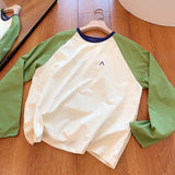 Wiaofellas  -  Spring Men's Outdoor Sports Long Sleeve T-shirt Quick Dry Lightweight Color Block Base Layer Moisture Wicking Shoulder