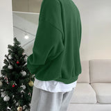 WIAOFELLAS  -  Men Hoodies Solid Color Lapel Long Sleeve Loose Men Pullover Streetwear Korean Style Fashion Casual Tops Male Sweatshirt