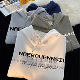 WIAOFELLAS  -  New Men's High Street Letter Printed Hooded Sweatshirts Casual Loose Vintage Hip Hop Hoodies Aesthetic Fashion Y2K Hoodie