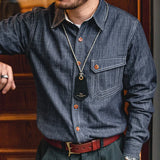 Wiaofellas  -  Vintage Denim Jeans Shirts Long Sleeves Brand Quality Men's  Shirt Casual Clothing Retro Wear For Male Dropship