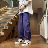 Wiaofellas  -  Ice Silk Quick Dry Thin Design Workwear Pants Men Summer Sporty Casual Long Trousers Breathable Loose Fit mid Waist Length