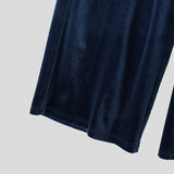 Wiaofellas  -  Men's Sets Solid Velour Shiny Long Sleeve T Shirt Pants Two Piece Sets Streetwear Loose Fashion Men Matching Sets
