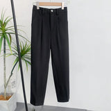 WIAOFELLAS  -  Black Suit Pants Men Slim Fit Social Mens Dress Pants Korean Casual Straight Pants Mens Office Formal Trousers Large Size 4XL