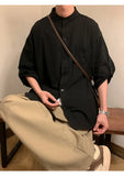 Wiaofellas  -  New Chinese Style Cotton Linen Short Sleeve Shirt Men Casual Summer Vintage Loose Fit Breathable Comfortable Skin-Friendly