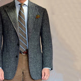 WIAOFELLAS  -  Dark Gray Business Suits Blazer Men Herringbone Notch Lapel Tuxedo Jacket Wedding Prom Party Grooms For Autumn Winter