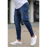 WIAOFELLAS  -  Plus Size S-3XL Men Jogger Jeans Spring Autumn Fashion Casual Pocket Cargo Slim Elastic Stretch Long Denim Pants Streetwear