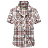 WIAOFELLAS  -  New Short Sleeve Plaid Shirt Summer Thin Polo Collar Solid Loose Men's Casual Half Sleeve