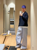 WIAOFELLAS  -  American Retro Striped Loose Wide Leg Pants Men Women Casual Straight Leg Floor Length Trousers Comfortable Draped Feel