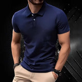 Wiaofellas  -  Men's Solid Color Polo Shirt Summer Casual Breathable Short Sleeve T-Shirt Men Fashion High Quality Slim Tees