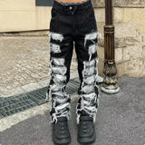 Wiaofellas  -  Ropa Grunge Y2K Streetwear Baggy Stacked Ripped Jeans Pants Men Clothing Straight Washed Blue Denim Trousers Pantaloni Uomo