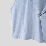 WIAOFELLAS  -  Men Vests Solid Color Lapel Sleeveless Loose One Button Male Waistcoats Streetwear 2025 Casual Fashion Crop Vests Men