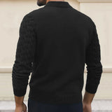 WIAOFELLAS  -  Fall Winter Daily Casual Mens Knit Polo Shirts Slim Fit Long Sleeve Buttoned Lapel Sweaters Men Stylish Solid Color Knitted Tops