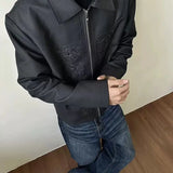 WIAOFELLAS  -  Men Clothing Jacket New High-end Advanced Designed Niche Chic Temperature Americian Carved and Embroidered Western Lapel Jacket
