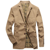 WIAOFELLAS  -  American Men's Cotton Casual Trendy Simple Solid Color Single-breasted Turn-down Collar Suit Blazers Male Jacket Coat Clothes