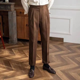 WIAOFELLAS  -  Fashion Vintage Men Pants British Style High Waist Business Casual Straight Trousers Spring Autumn Slim Fits Naples Kolger Pant