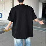 WIAOFELLAS  -  Niche Design Men's T-shirts Round Collar Metal Rivets Letter Decoration Short Sleeve Shoulder Padded Loose Male Tee