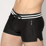 Wiaofellas  -  Fashionable Nylon Swimsuit Briefs Sport Fitness Swimming Comfortable Boxer Shorts Trendy Pure Color Adult Men's Underwear