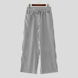 WIAOFELLAS  -  Men Striped Pants Joggers Drawstring Joggers Casual Straight Trousers Men Streetwear 2025 Loose Fashion Male Long Pants