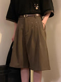 WIAOFELLAS  -  Summer Japanese Retro Simple Solid Color Casual Trousers Men Women Loose Wide-leg Shorts Fashionable and Trendy Five-point Pants