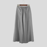 WIAOFELLAS  -  Men Irregular Pants Solid Color Elastic Waist Joggers Trousers Men Streetwear Loose Pleated Casual Long Pants S-5XL
