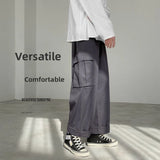 Wiaofellas  -  Men's Workwear Pants Straight Leg Loose Fit Faionable Japanese Sle Wide Leg Pants Hong Kong Sle Versatile Trendy Nine