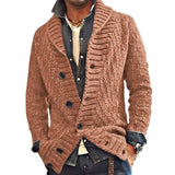 WIAOFELLAS  -  Autumn Winter New Fashion Men's Casual Trendy Loose Long Sleeve Turn-down Collar Single-breasted Knitted Sweater Coat Male