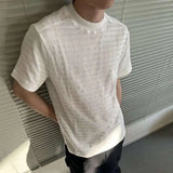 WIAOFELLAS  -  Korean Style Men Casual T-shirts Round Collar Solid Color Menswear Short Sleeved Pullover Male Tees New Simple Tops