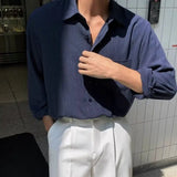 Wiaofellas  -  Korean Cotton and Linen Shirt Men's Long-sleeved Spring and Summer Thin Casual Loose Linen Shirt