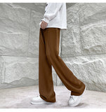 WIAOFELLAS  -  Brown Suit Pants Men Fashion Society Mens Black Dress Pants Korean Loose Straight Flared Pants Mens Office Formal Trousers M-2XL