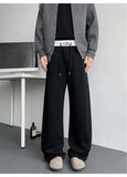 WIAOFELLAS  -  Trendy Men's Drawstring Design Contrast Color Trousers New Fashion Summer Loose High-waisted Wide Leg Pants Male