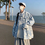 Wiaofellas  -  Tie-dye Street Denim Jacket Men's Trendy Brand Loose and Handsome Top Washed Work Jacket