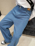 WIAOFELLAS  -  Casual Men's Denim Pants Trend Blue Straight Long Pants 2022 New Spring Korean Tide Wide Leg Jeans 2A0251