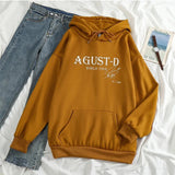 WIAOFELLAS  -  Loose Fit Long Sleeve Hoodie Sweatshirt AGUST-D WORLD TOUR Casual Unisex Winter New Arrival Comfortable Streetwear Style