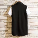 WIAOFELLAS  -  Men Fashion Long Vest Sleeveless Jacket Cardigan Male Nightclub Singer Stage Costume Korean Casual Gilet Cloak Colete Masculino
