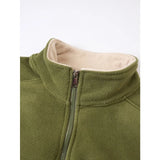 WIAOFELLAS  -  Personalized Autumn and Winter Casual Stand Collar Zipper Pullover Men's Long-sleeved Solid Color Zipper Splicing Pullover