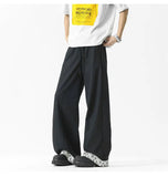 WIAOFELLAS  -  New Summer Men's Casual Pants Drawstring Contrast Color Patchwork Wide Leg Elastic Waist Straight Loose Male Bottom