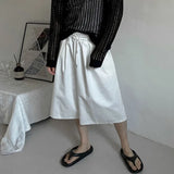 WIAOFELLAS  -  Trendy 2025 Summer Men's Solid Color Drawing Korean Style Shorts Fashion High-waisted Straight Short Pants Male