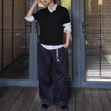 WIAOFELLAS  -  Summer New Men's Knitted Short-Sleeved Polo Shirt American Retro Fashion Trend Casual Simple Loose Breathable Niche Men's Tops