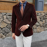 Wiaofellas  -  Luxury Men's Solid Color Fashion Jacket Elegant British Wedding Suit Spring and Autumn Men's Jacket