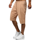 WIAOFELLAS  -  Men's Loose Tied Cotton and Linen Shorts for Foreign Trade Men's Clothing. Solid Color Thin Breathable Casual Capris
