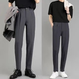 WIAOFELLAS  -  Men's Clothing Summer Casual Business Trousers New Slim Fit Stretch Comfortable Trendy Office Dress Pants for Men